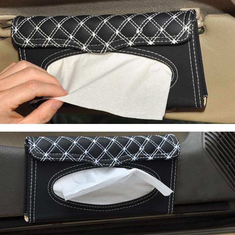 PU Leather Tissue Holder for Sun Visor & Seatback