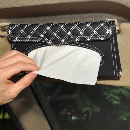 PU Leather Tissue Holder for Sun Visor & Seatback