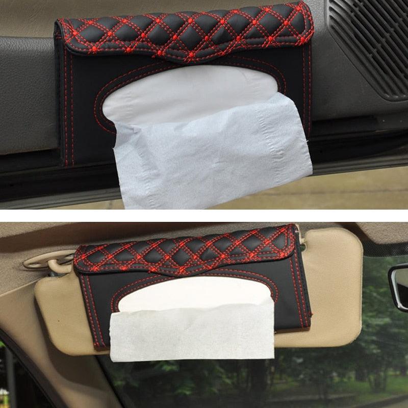 PU Leather Tissue Holder for Sun Visor & Seatback