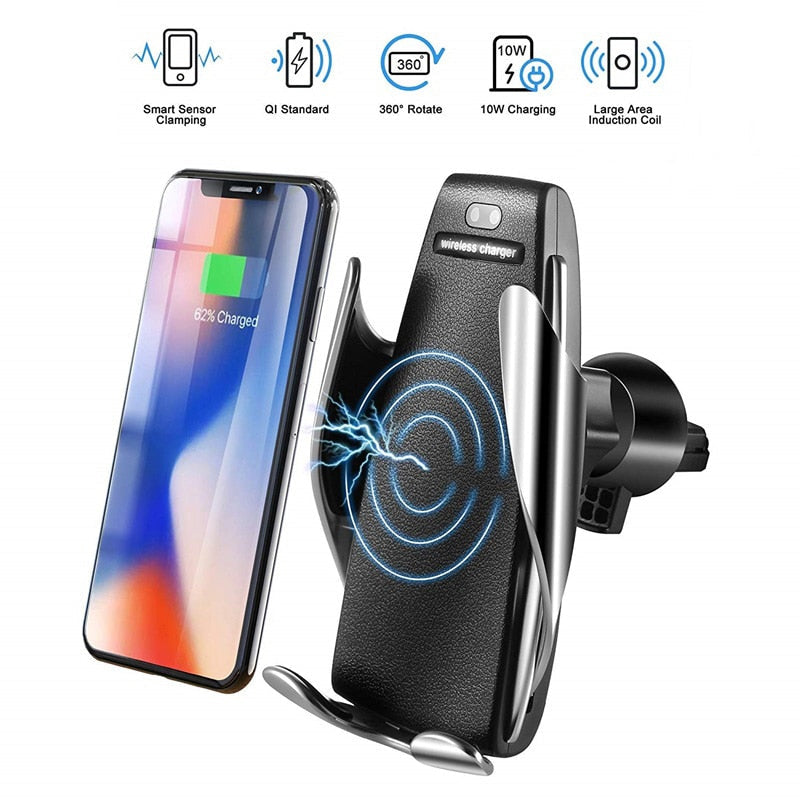 Auto-Clamp Wireless Car Charger Mount, 10W Qi Air Vent Phone Holder