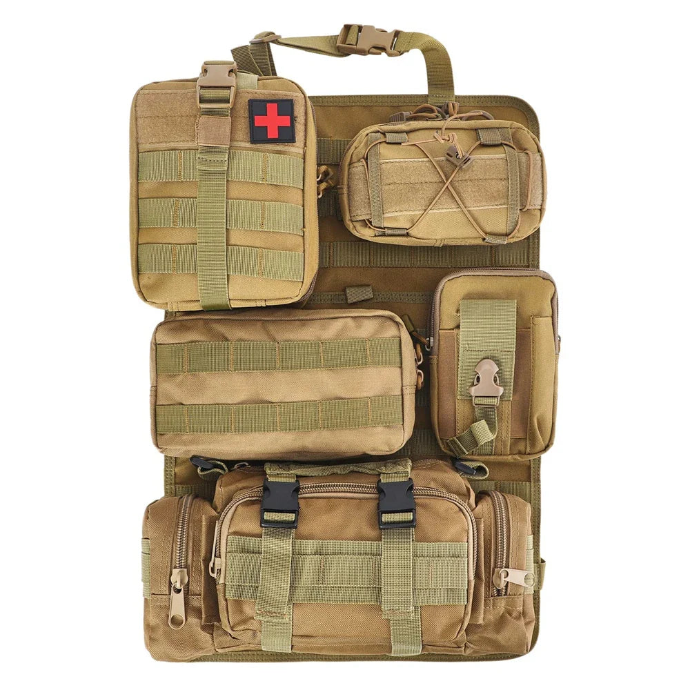 MOLLE Seat Organizer — 5-Pouch Command Panel