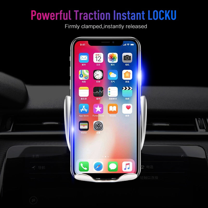 Auto-Clamp Wireless Car Charger Mount, 10W Qi Air Vent Phone Holder
