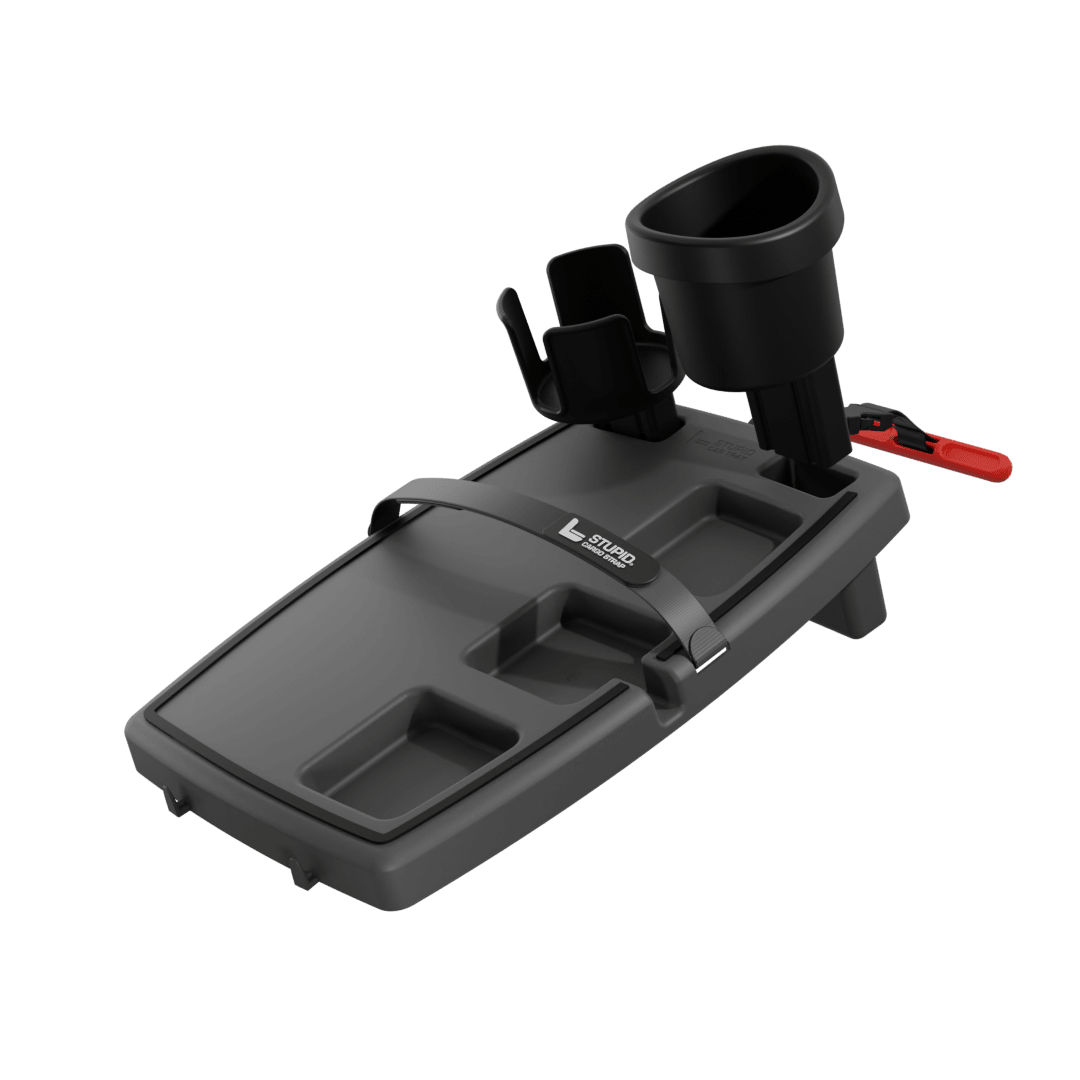 Car Seat Tray with XL Cup Holders, No-Slip Passenger Seat Organizer Bundle