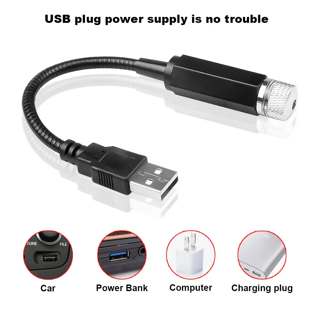 USB Star Projector for Car Roof Night Drive Mood