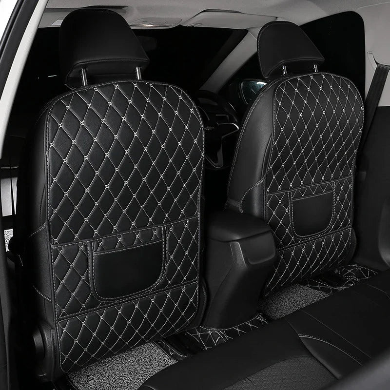 Leather Seat-Back Protector with Storage Pockets