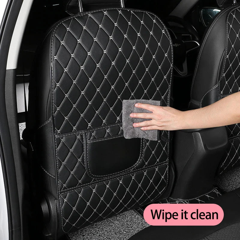 Leather Seat-Back Protector with Storage Pockets