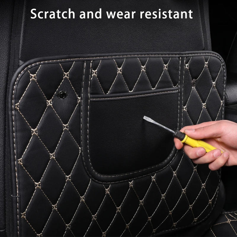 Leather Seat-Back Protector with Storage Pockets