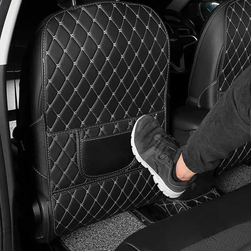 Leather Seat-Back Protector with Storage Pockets