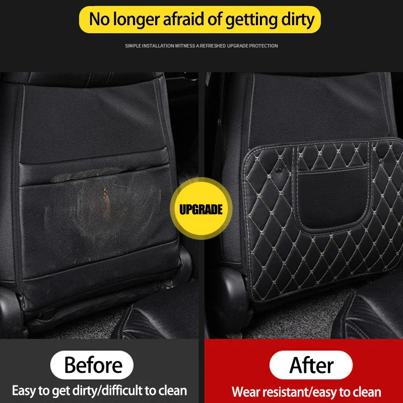 Leather Seat-Back Protector with Storage Pockets