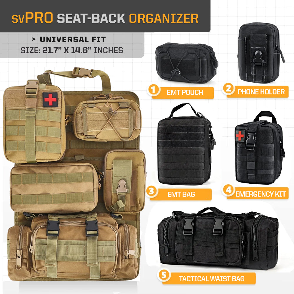MOLLE Seat Organizer — 5-Pouch Command Panel