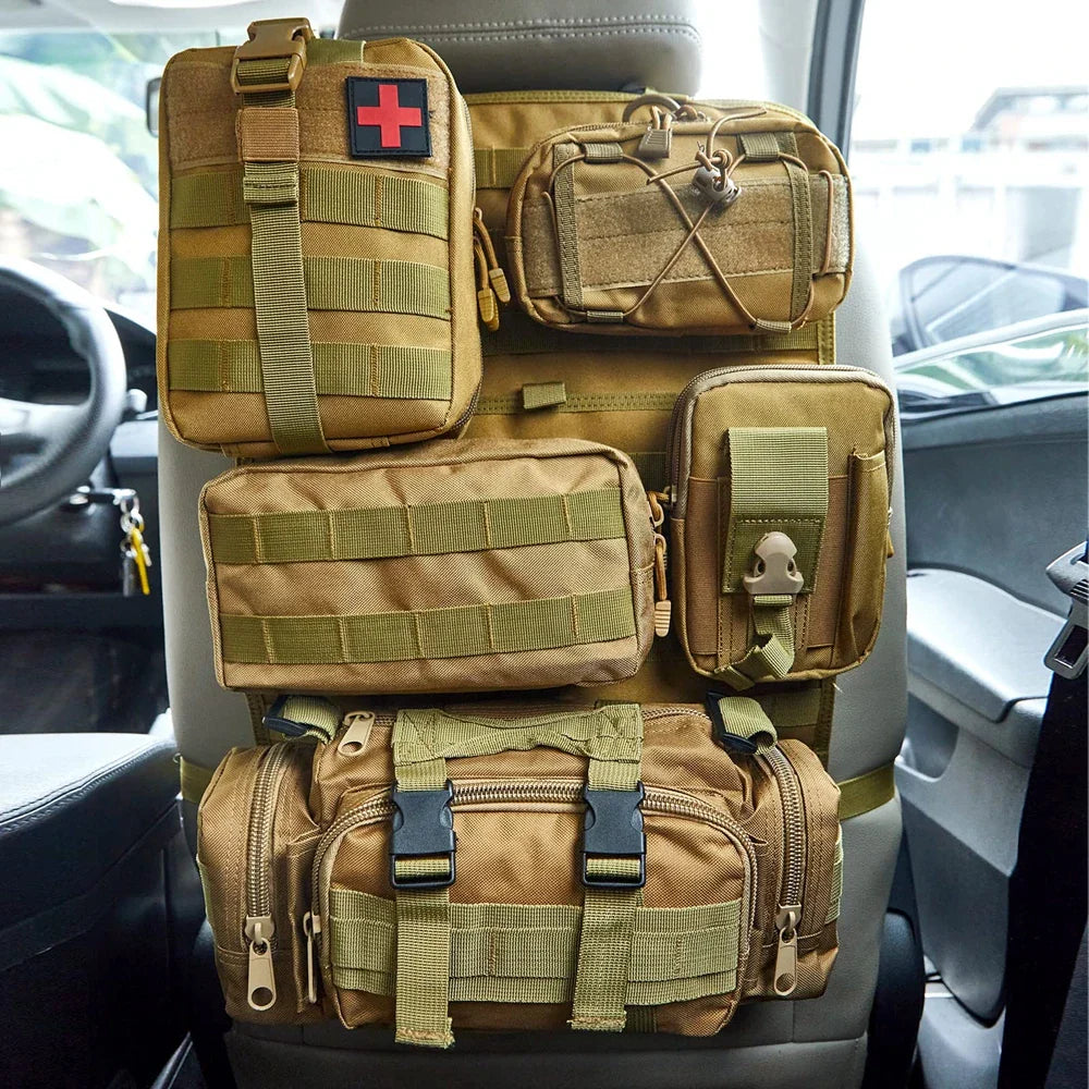 MOLLE Seat Organizer — 5-Pouch Command Panel
